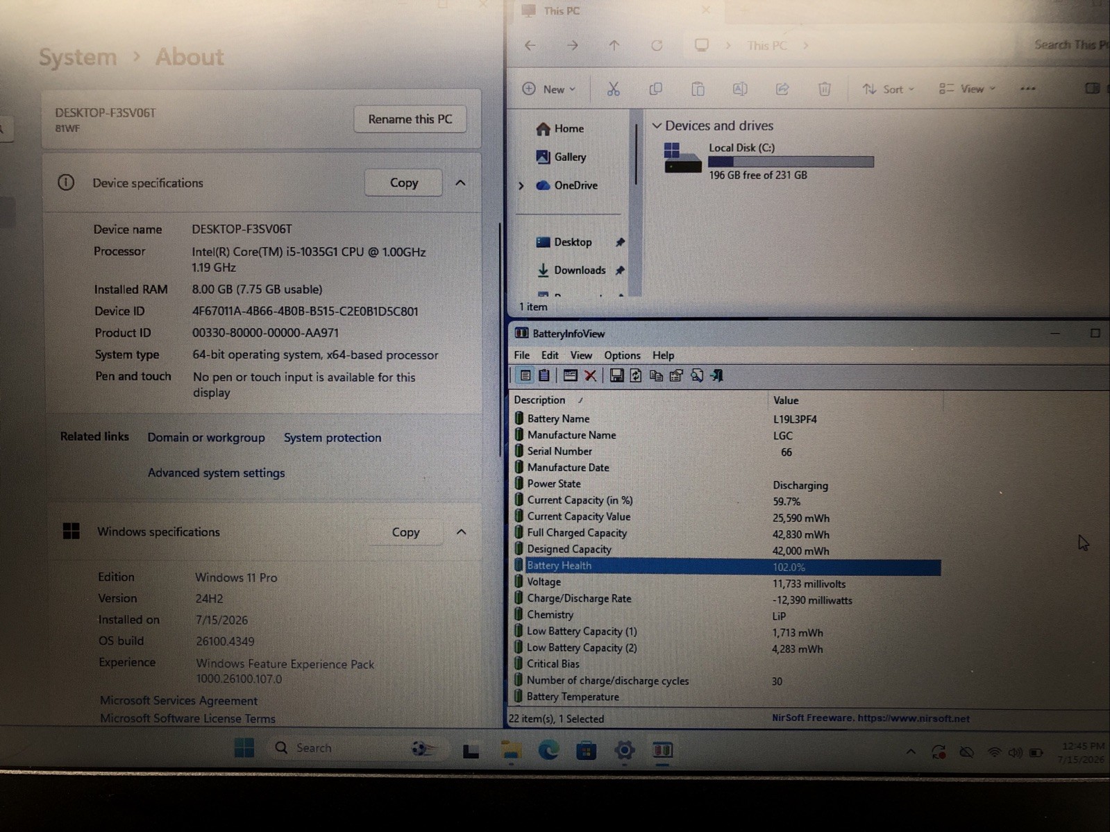 Lenovo IdeaPad 3, Intel Core i5-1035G1 @1.00Ghz, 8GB RAM, 250GB SSD, W11Pro