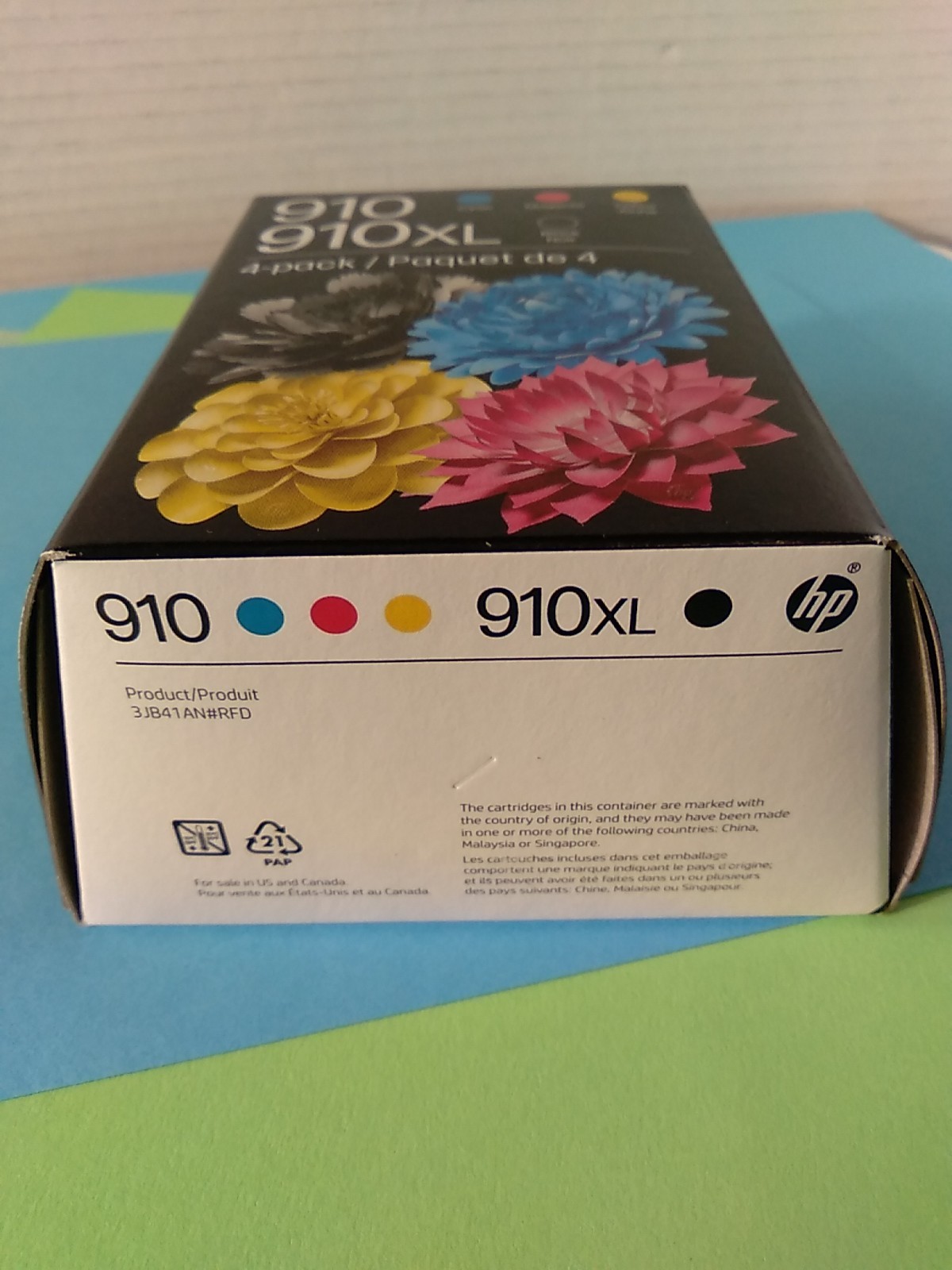 Genuine HP 910XL High Yield Black & 910 Cyan Magenta Yellow 910xl/910 4 Pack B