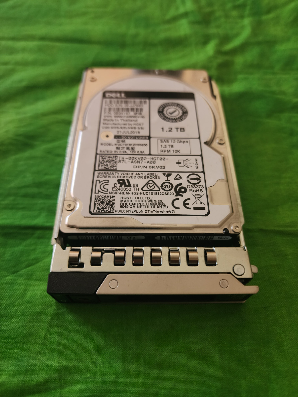 Dell 1.2TB 10K 12G 2.5″ SAS HDD HUC101812CSS200 0KV02 GEN14 Caddy 92% REMAINING