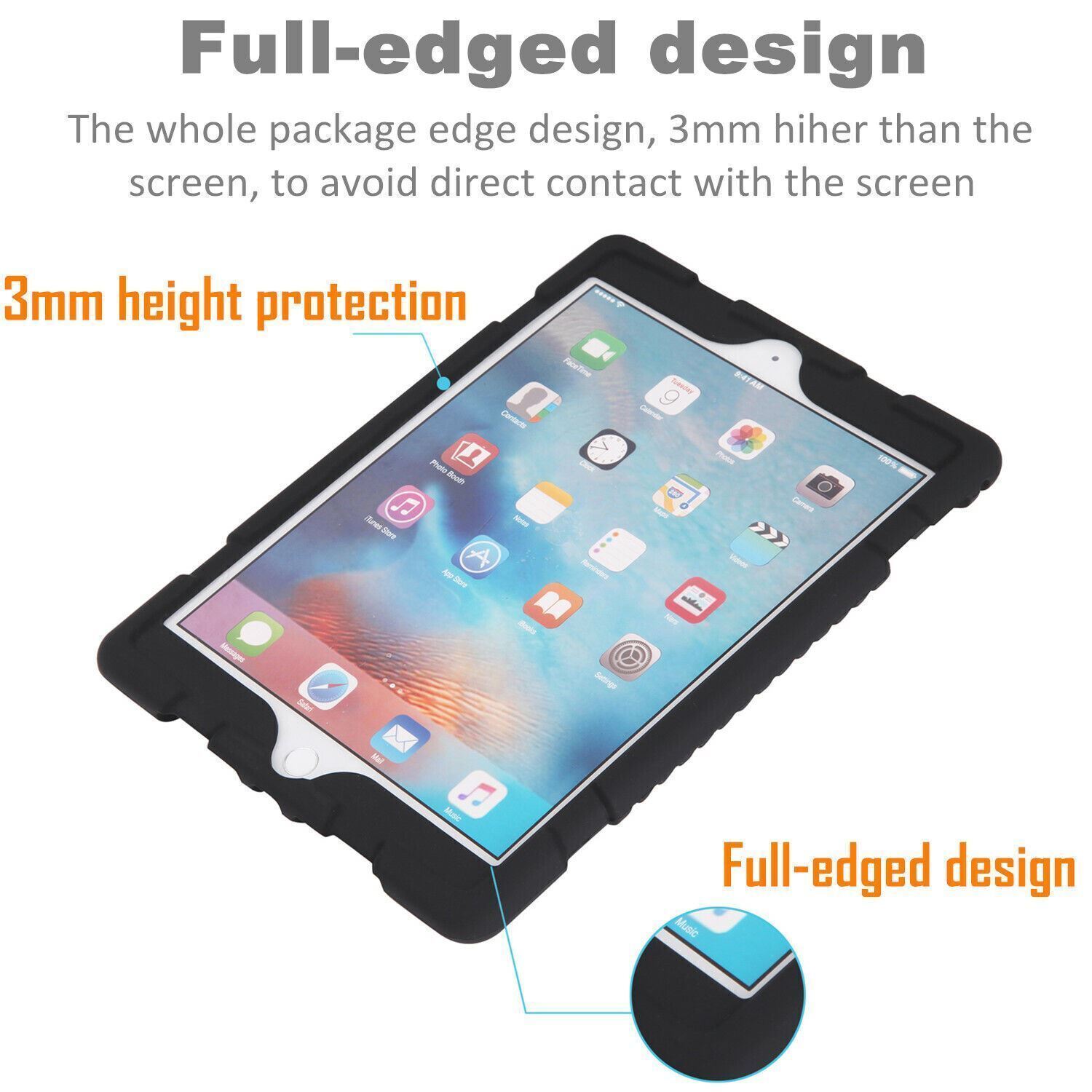 iPad 5th / 6th Generation 9.7 Shockproof Slim Soft Case + Tempered Glass Film