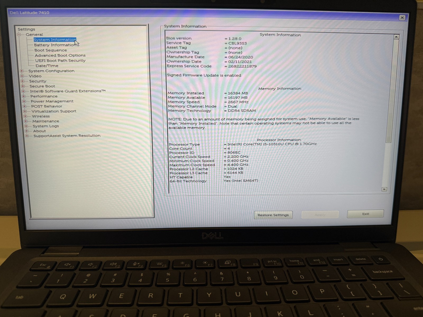 Dell Latitude 7410 14″FHD Core i5-10310U @ 1.70GHz 16GB RAM 256GB SSD W 11 Home