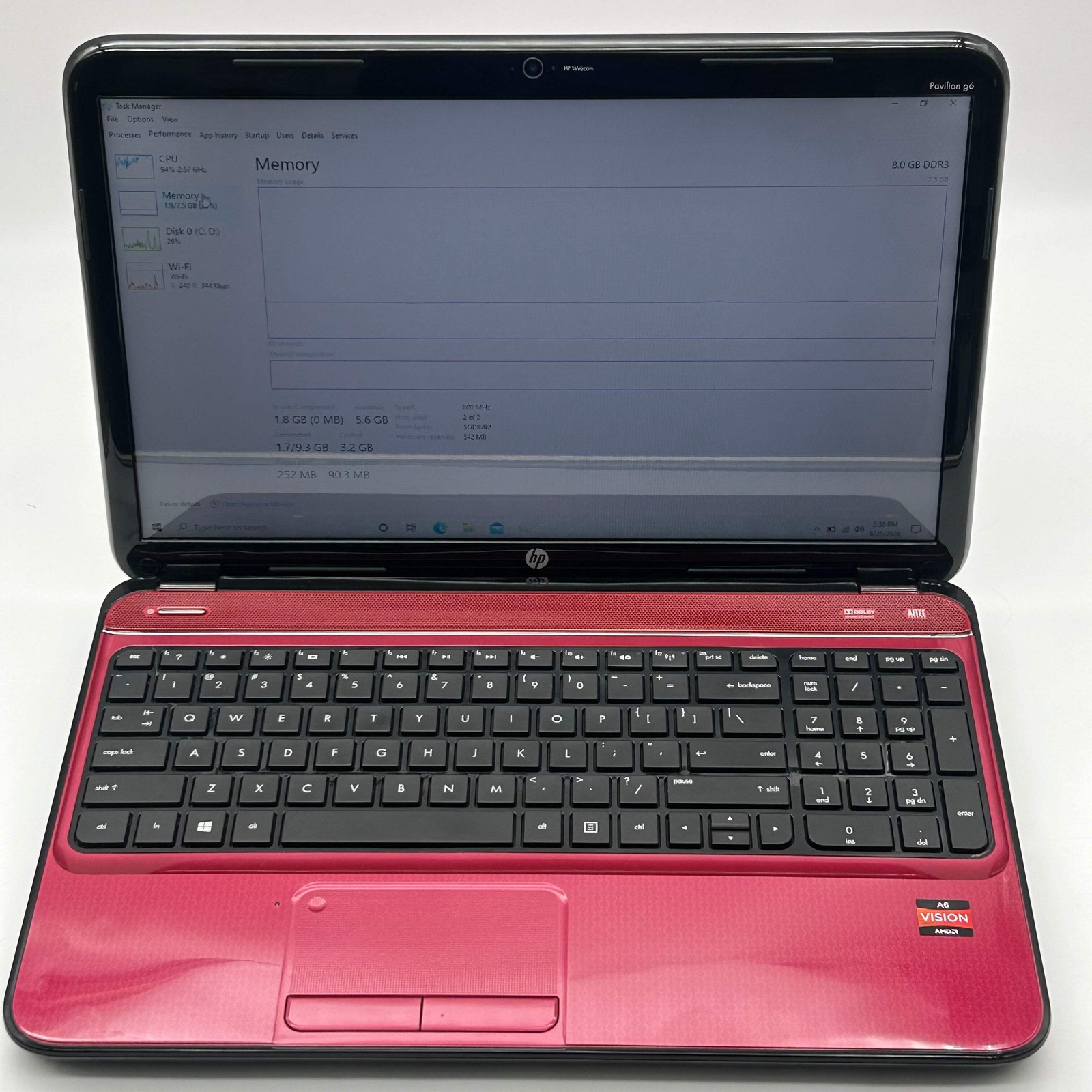 HP Pavilion G6 15.6-Inch Laptop | AMD A6-4400M APU| 8GB RAM| 1TB HDD| Red w/ Cha