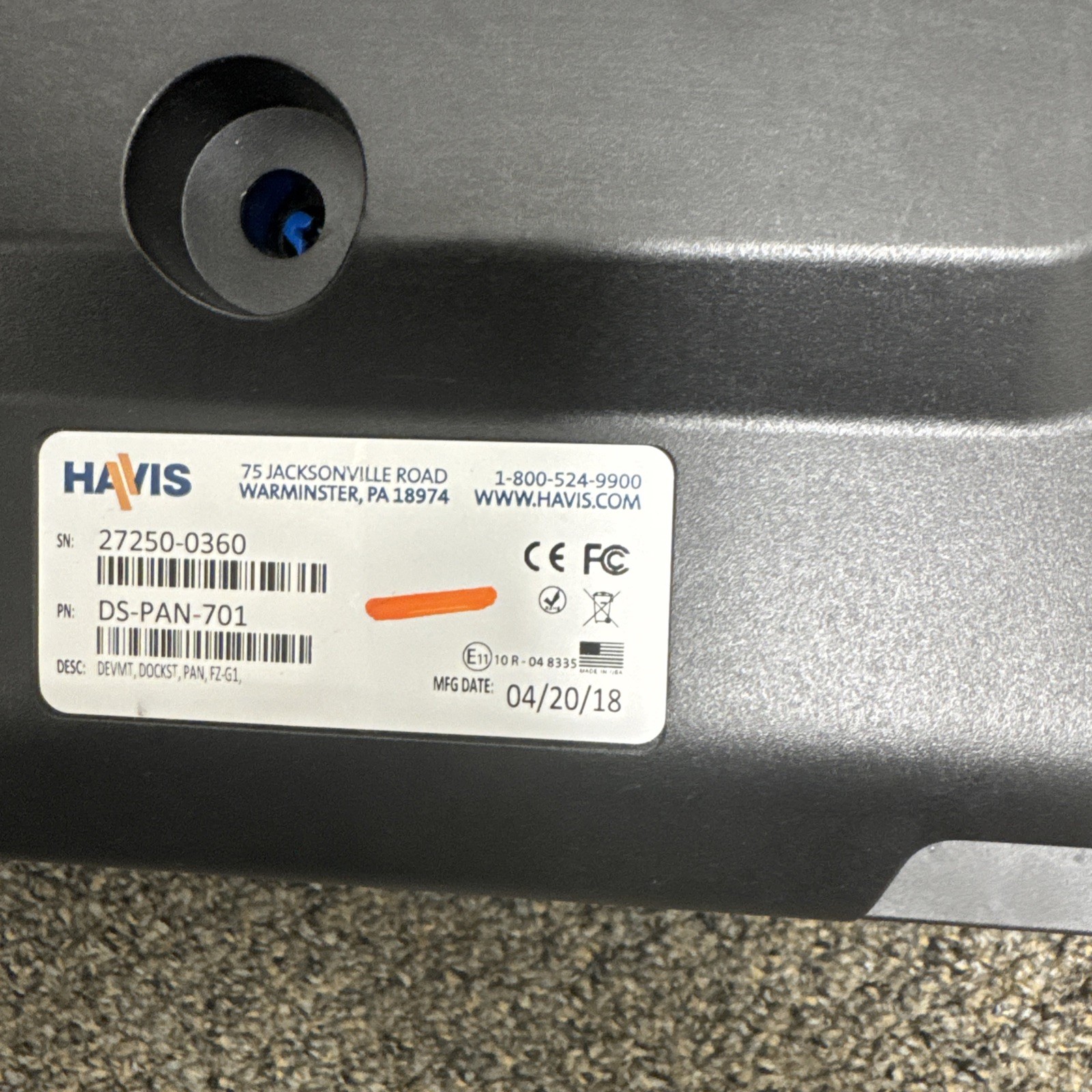 99.99% Havis DS-PAN-701 or 702 Docking Station For Panasonic Toughpad FZ-G1