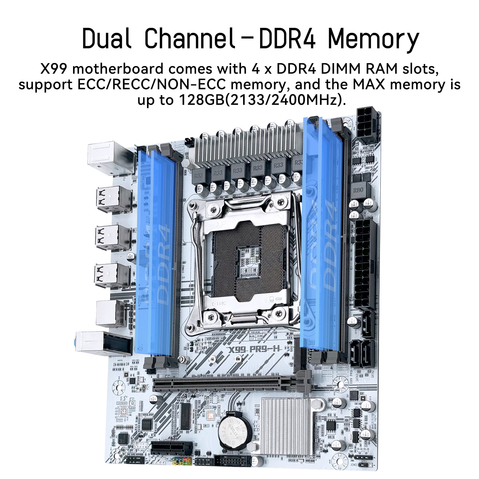 LGA 2011-3 White Motherboard 4 x DDR4 M.2 SATA 2.0 PCI-e 3.0 USB 2.0 M-ATX JXS