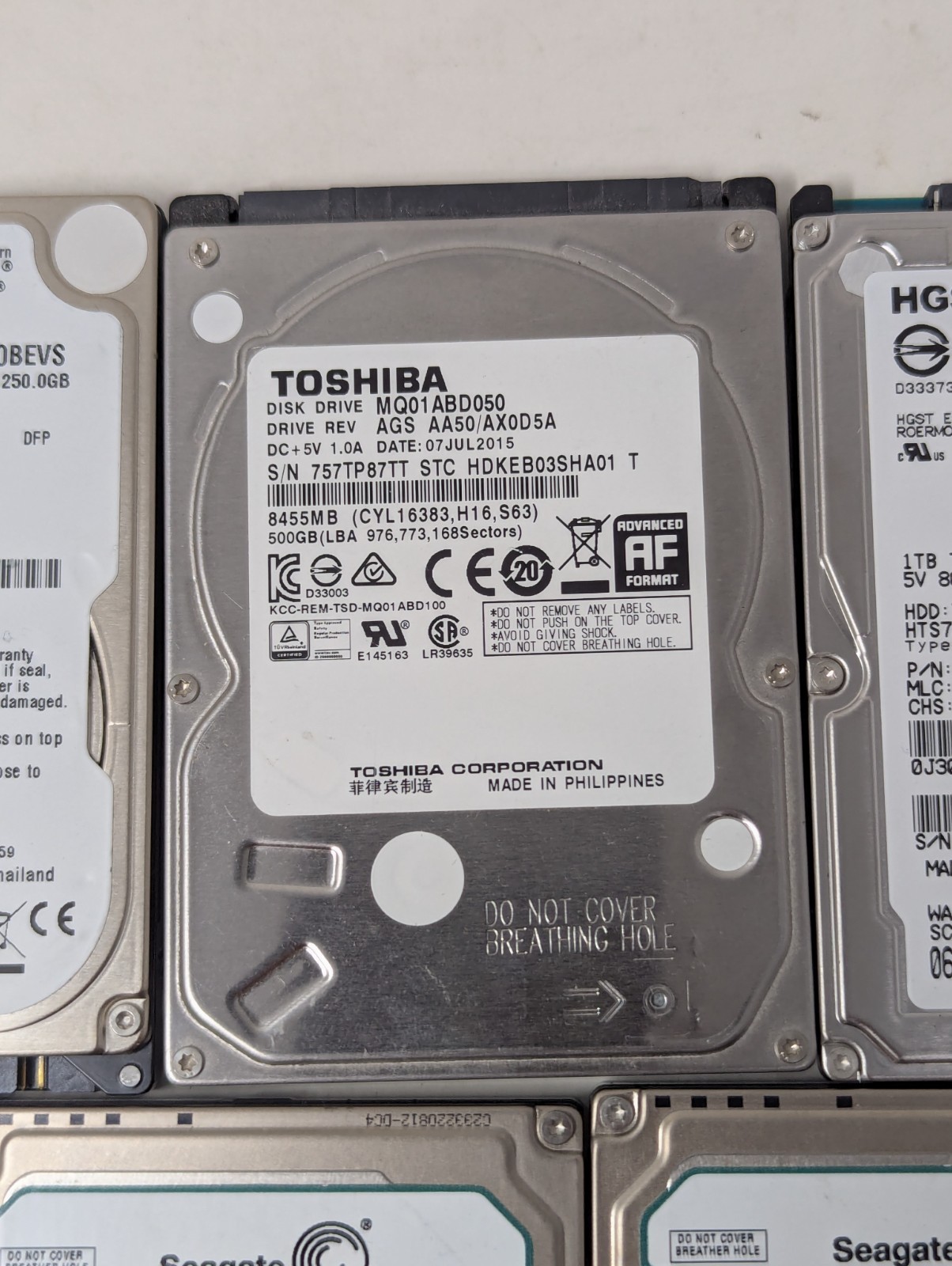 SATA Laptop 2.5 Hard Drive Lot Seagate 1TB 750GB 500GB ST9750420AS WD2500BEVS