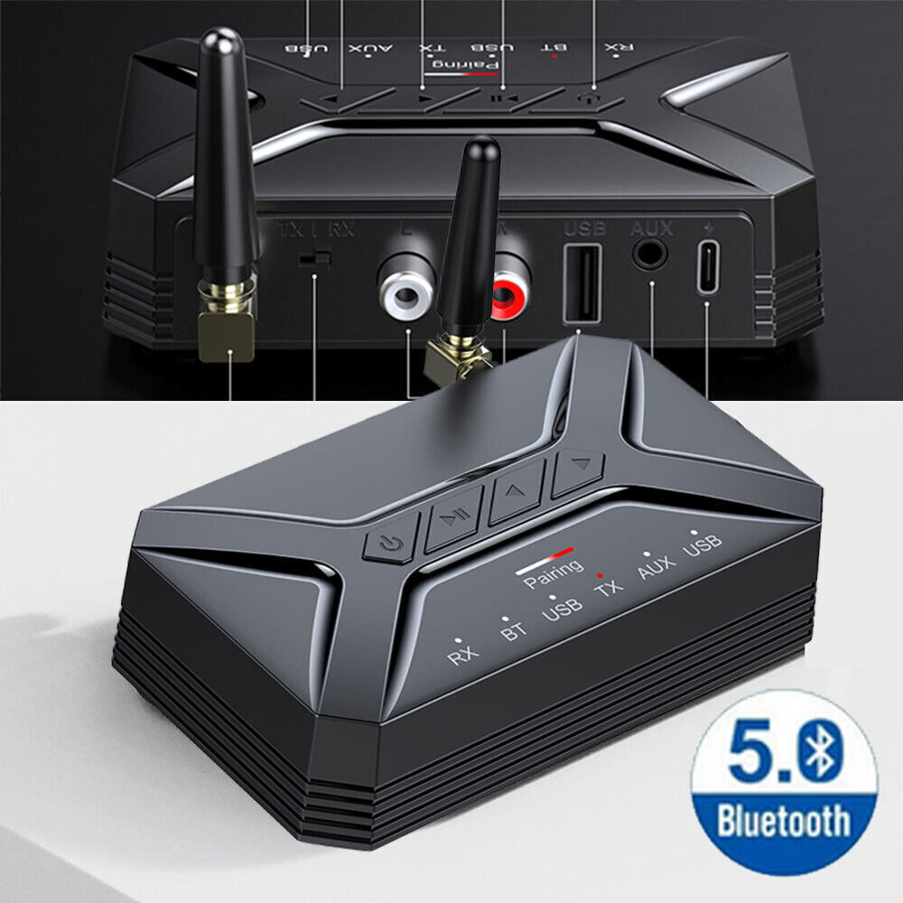 40M Long Range Bluetooth 5.0 Transmitter Receiver 3 in 1 HiFi Adapter AUX RCA