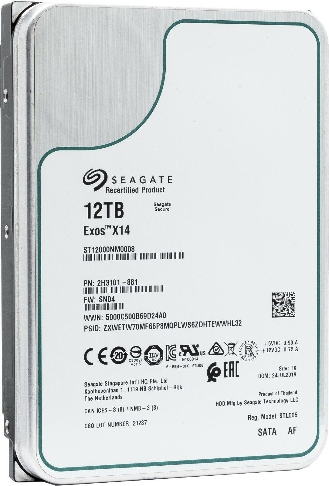 Seagate 12TB ST12000NM0008 7200 RPM SATA 6Gb/s 256MB 3.5 Enterprise Hard Drive