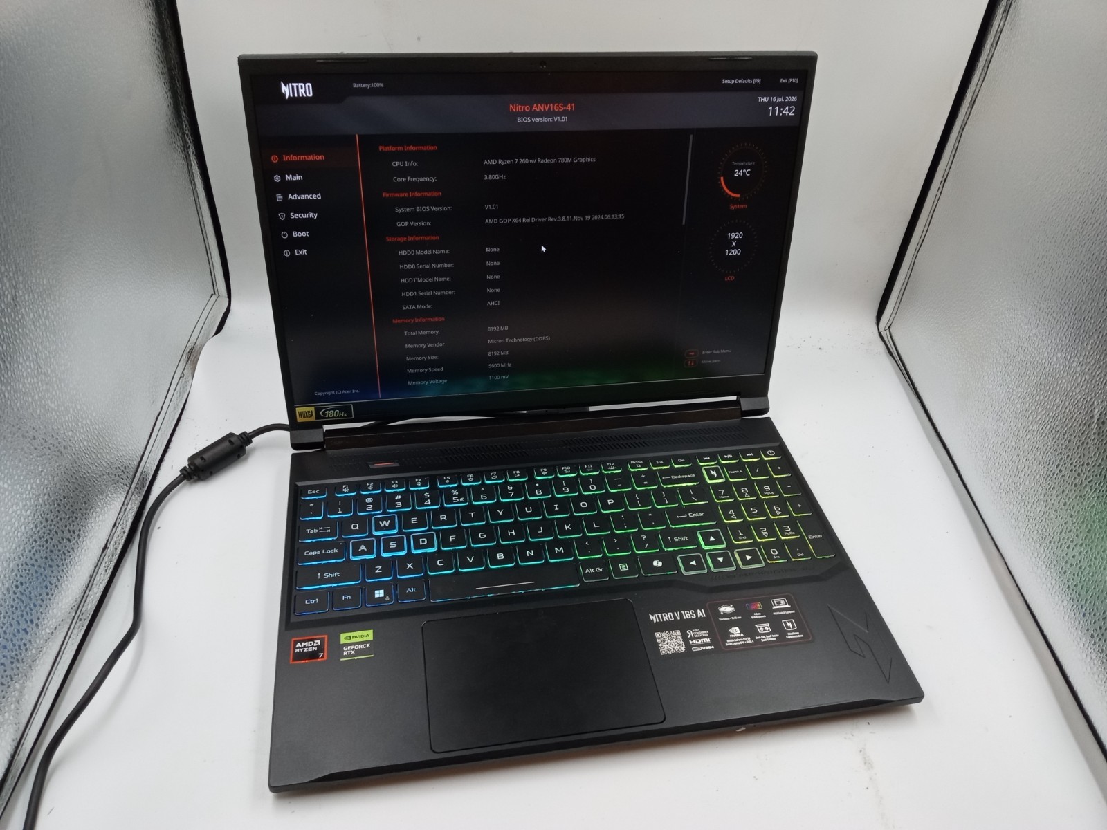 Acer Nitro V 16S AI 16″ Laptop AMD Ryzen 7 260 Nvidia RTX 5060 – BOOTS – READ!!