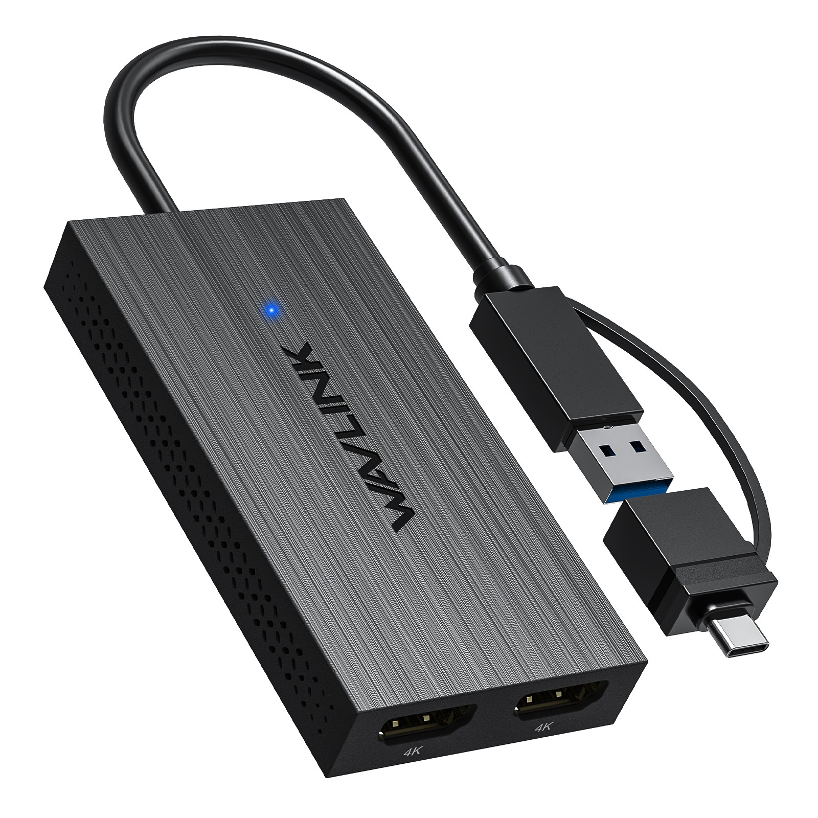 WAVLINK Dual Monitor Displaylink Adapter USB A/C to HDMI Hub Adapter 4K Output