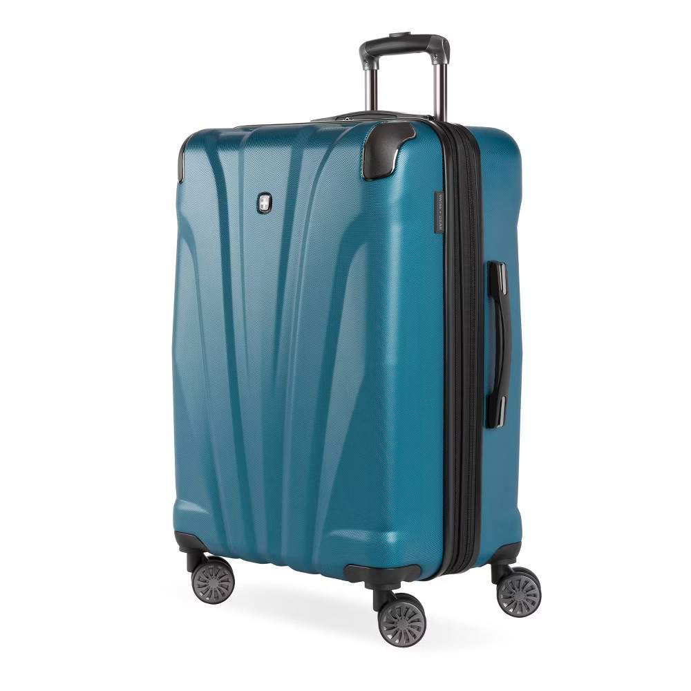 SWISSGEAR 24″ Hardside Medium Checked Suitcase Spinner Hardshell Luggage, Teal