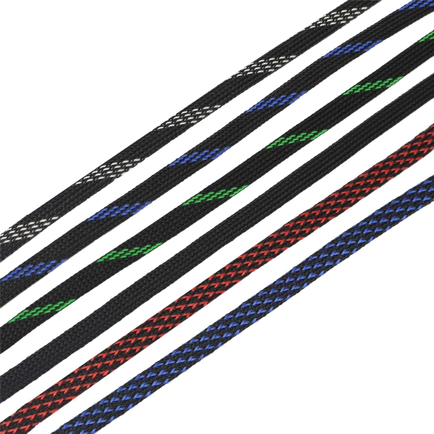 30ft PET Expandable Sleeving Wire Cable Sleeve 2/5″, Silver&Black