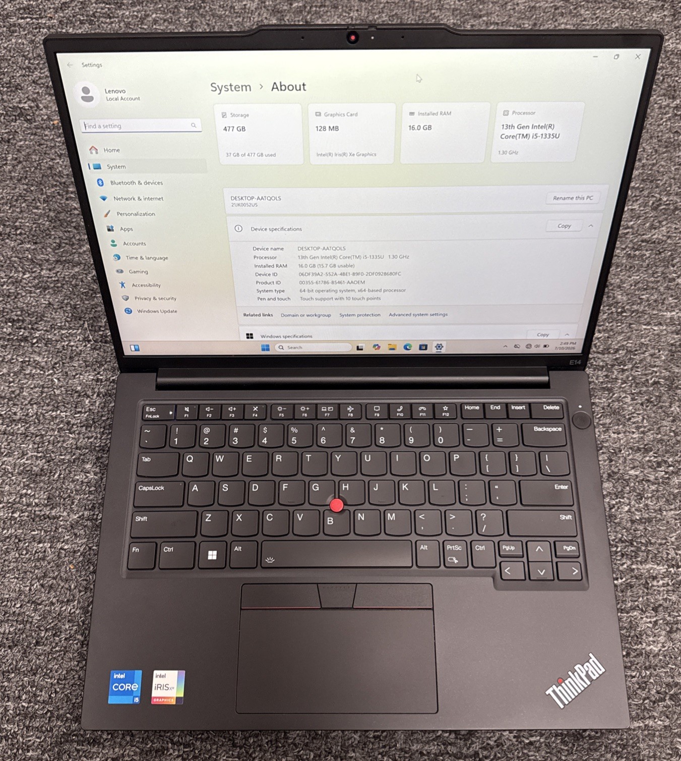 Lenovo ThinkPad E14 Gen 5 14-inch Touchscreen – Intel Core i5-1335U 16GB 512GB