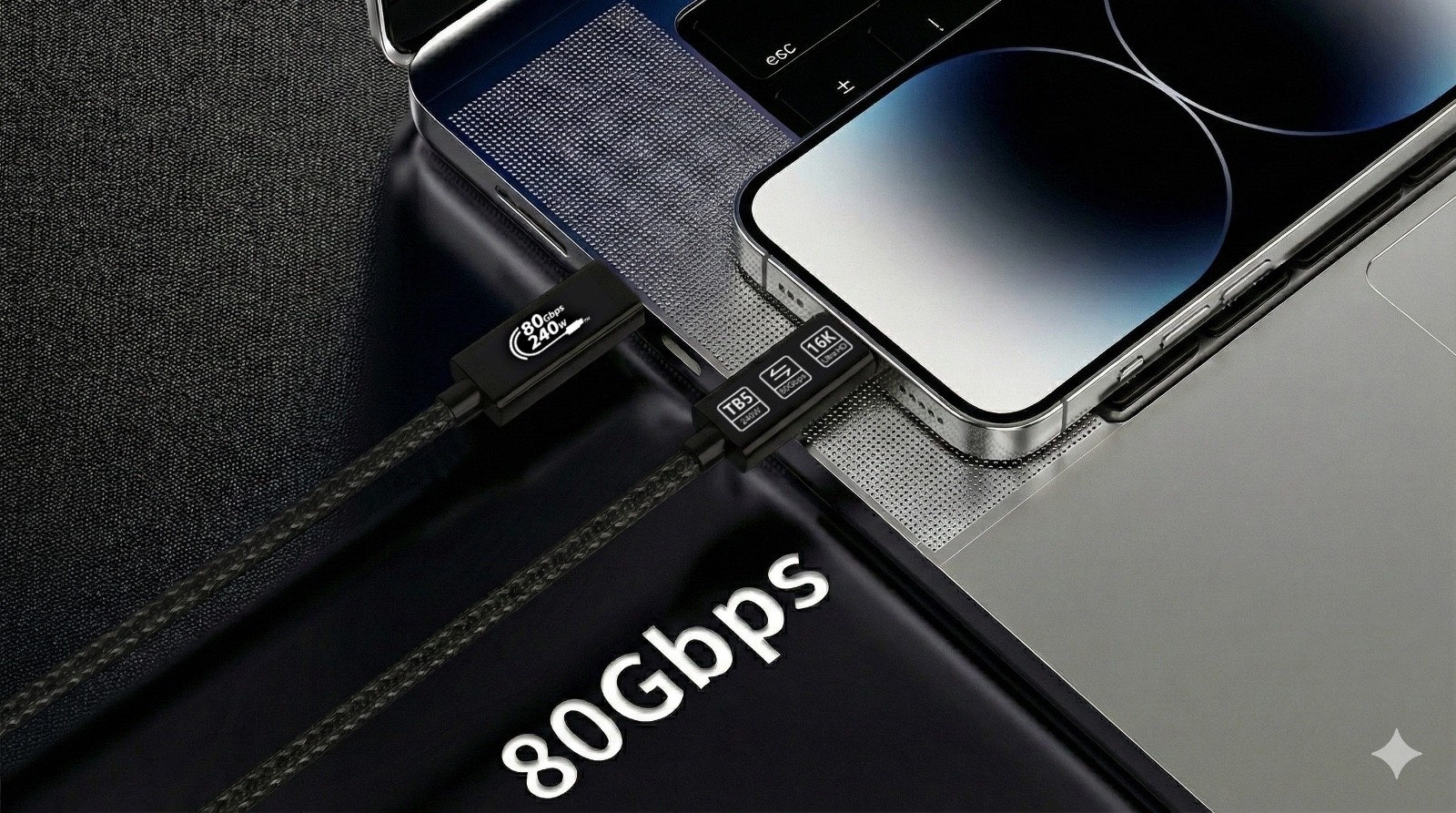 USB4 2.0 Thunderbolt 5 Cable 80Gbps with 240W, 16K Video Support