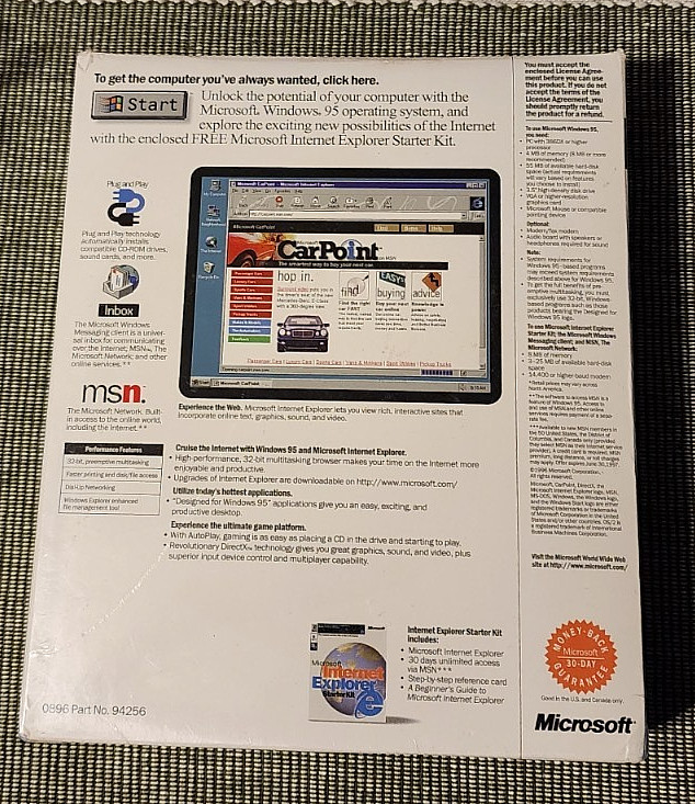 Microsoft Windows 95 / Full Release / Sealed / NOS / 3.5″ Floppies / RARE / 1995
