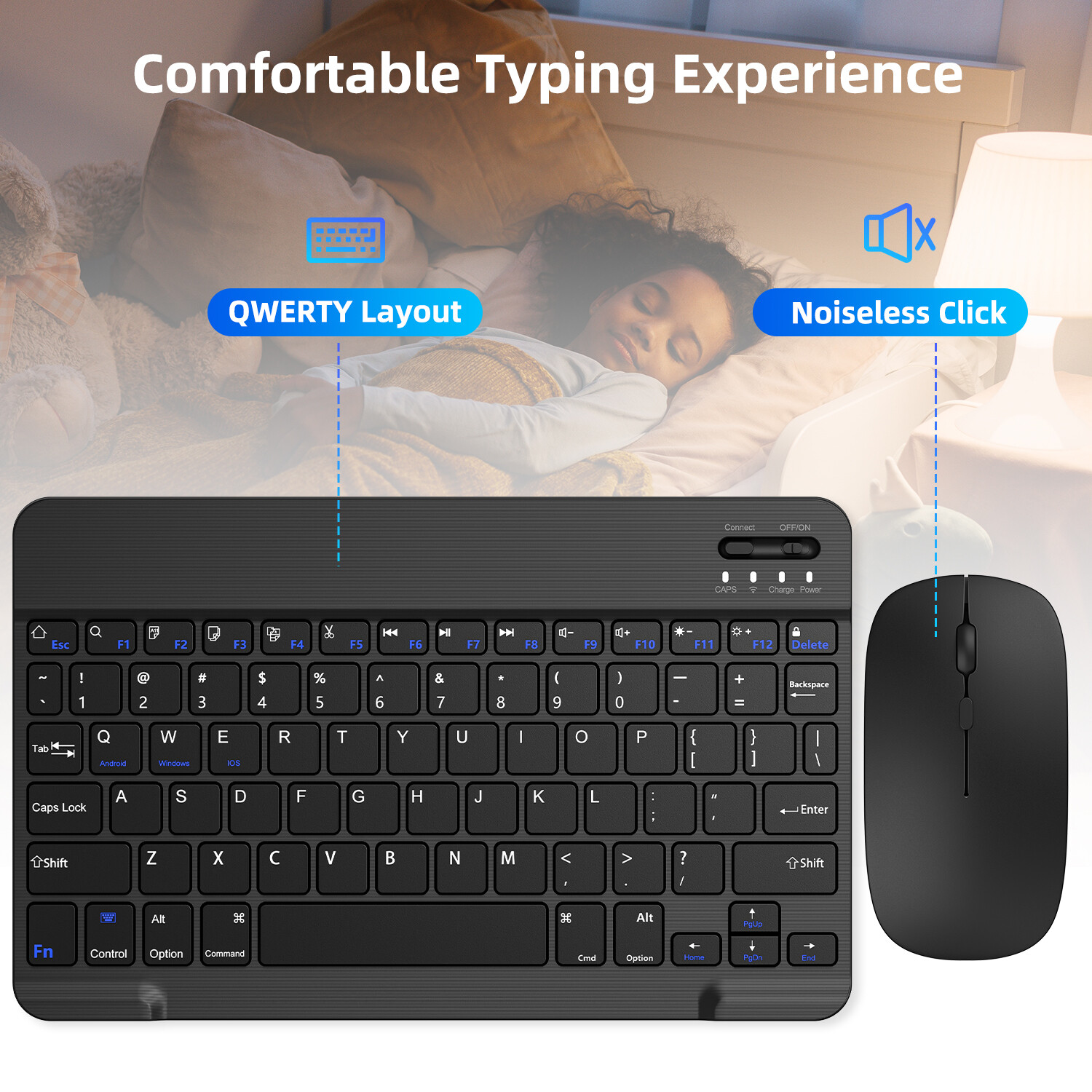 Wireless Bluetooth Keyboard and Mouse Set Rechargeable for iPad Laptop Mac PC US