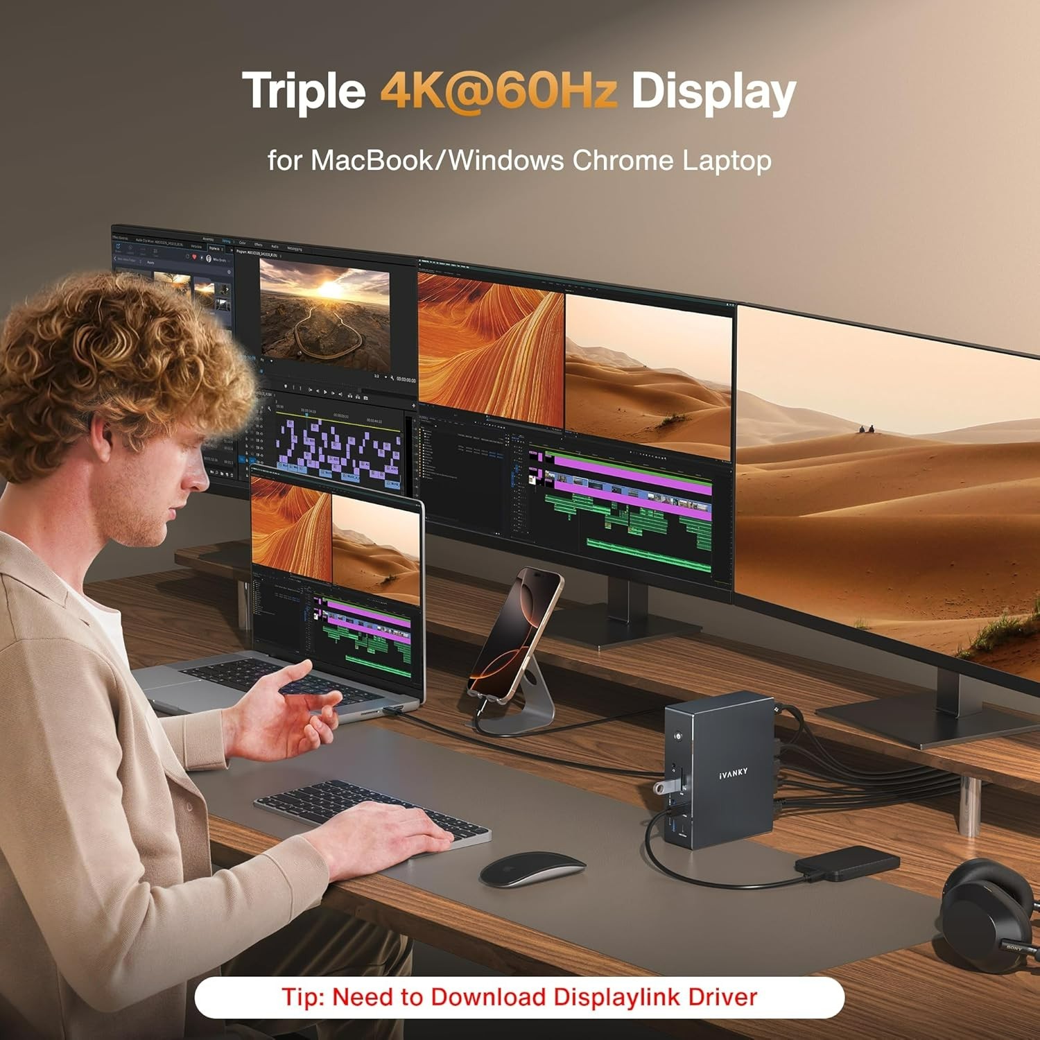 iVANKY 20-in-1 DisplayLink Docking Station 3 Monitor for Window #3325VY2