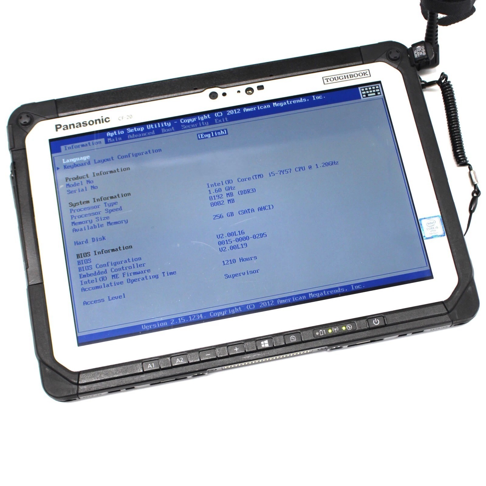 PANASONIC CF-20 MK2 Tablet 10.1″, i5-7Y57, 8GB, 256GB, W10Pro NO KEYBOARD