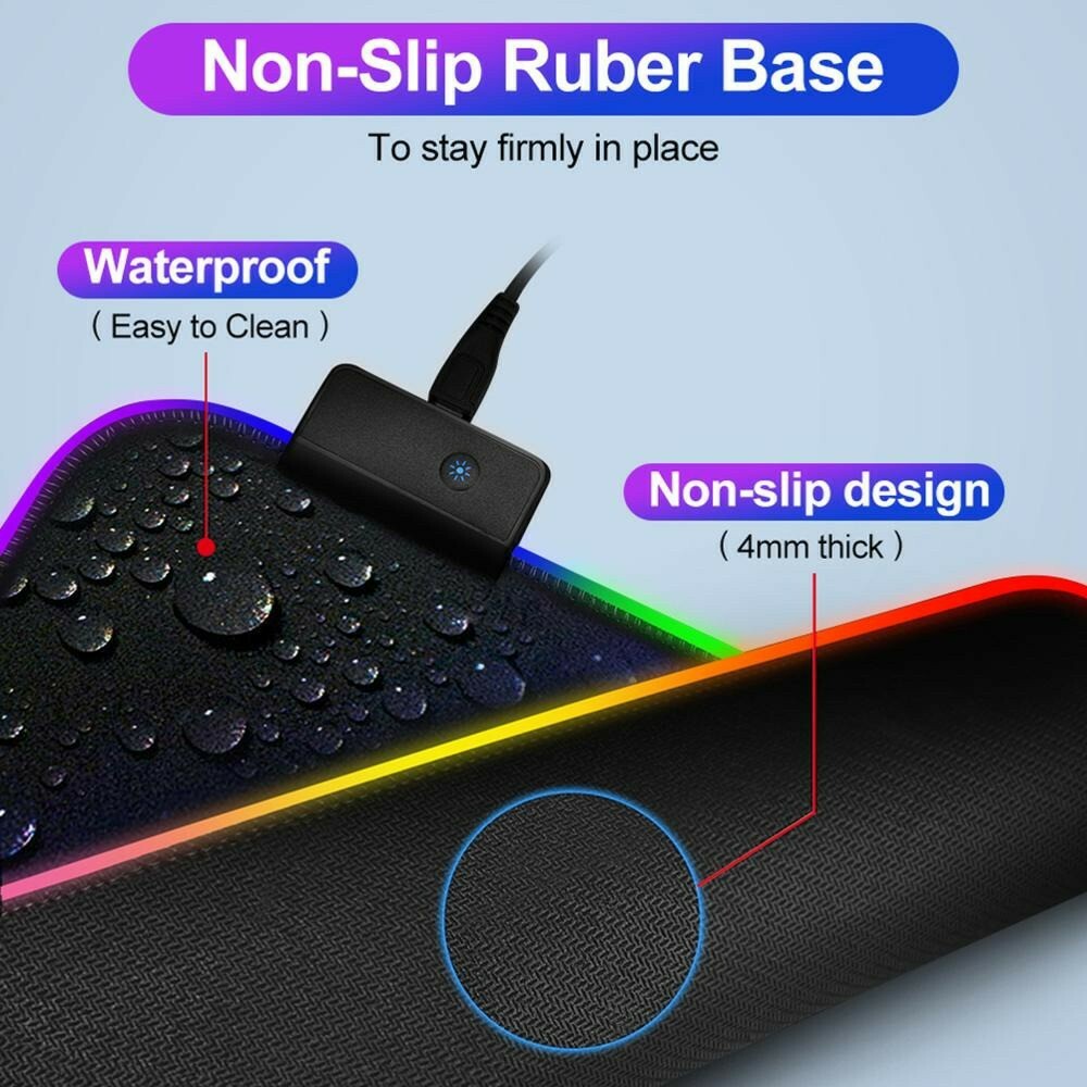 Mouse Pad LED RGB PC Gaming Mouse Pad Keyboard Mouse Carpet Desk Mat