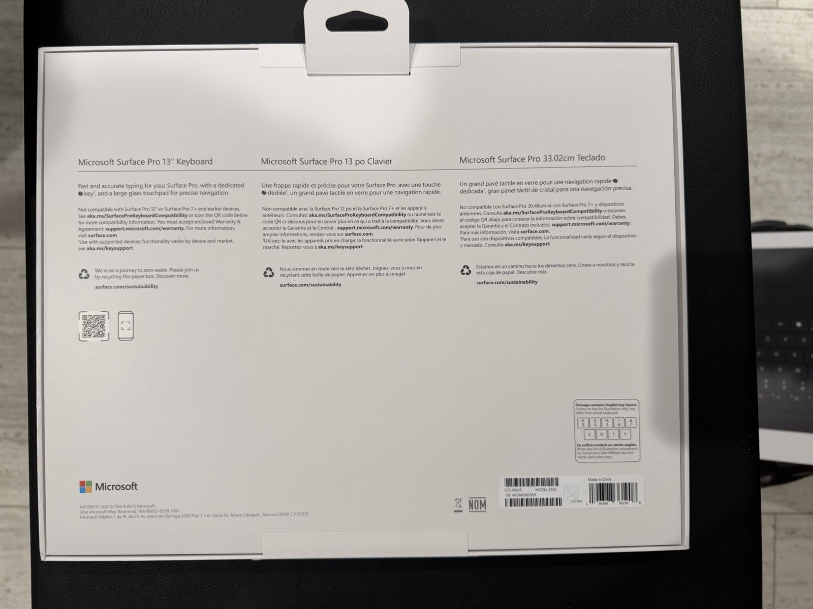 Microsoft Surface Pro 13″ Keyboard Built-In Touchpad Black English EP2-00425