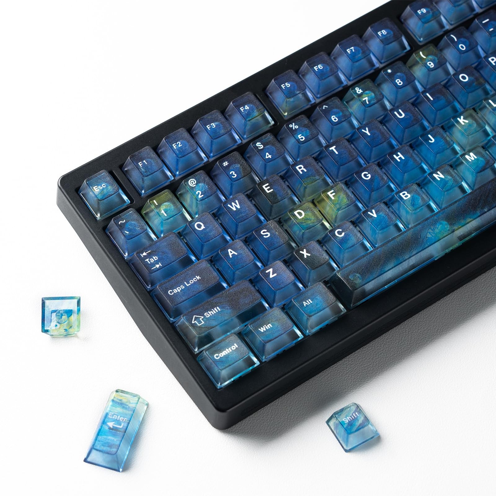 115 PCS Blue Transparent Keycaps Cherry Profile Fits 60/65/75/80/100 Percent