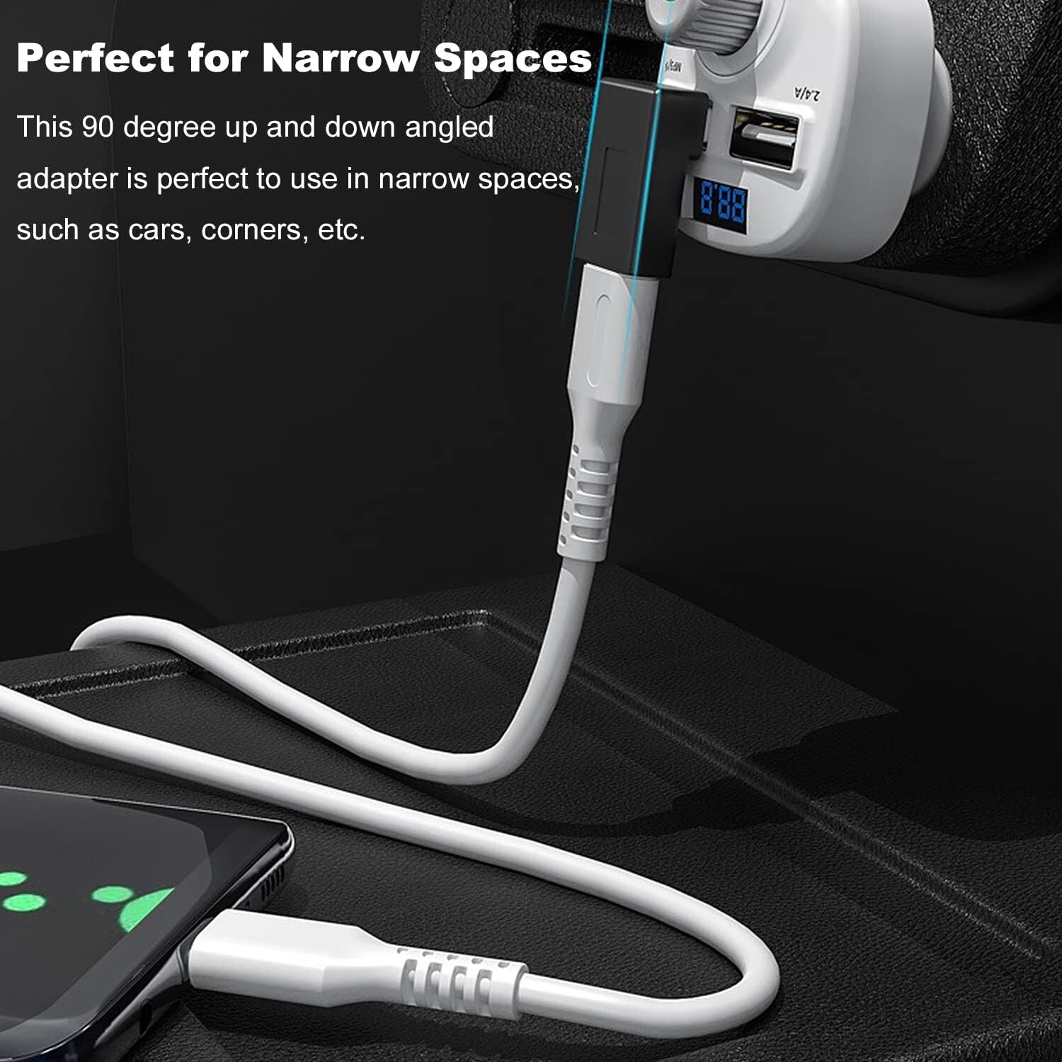 Right Angle USB C to USB 3.0 Adapter 90 Degree Type C Male to USB a 3.0 Female C
