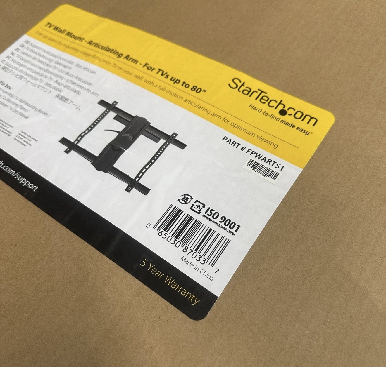 StarTech.com TV Wall Mount for up to 80 inch (100lb) VESA Mount Displays – Lo…