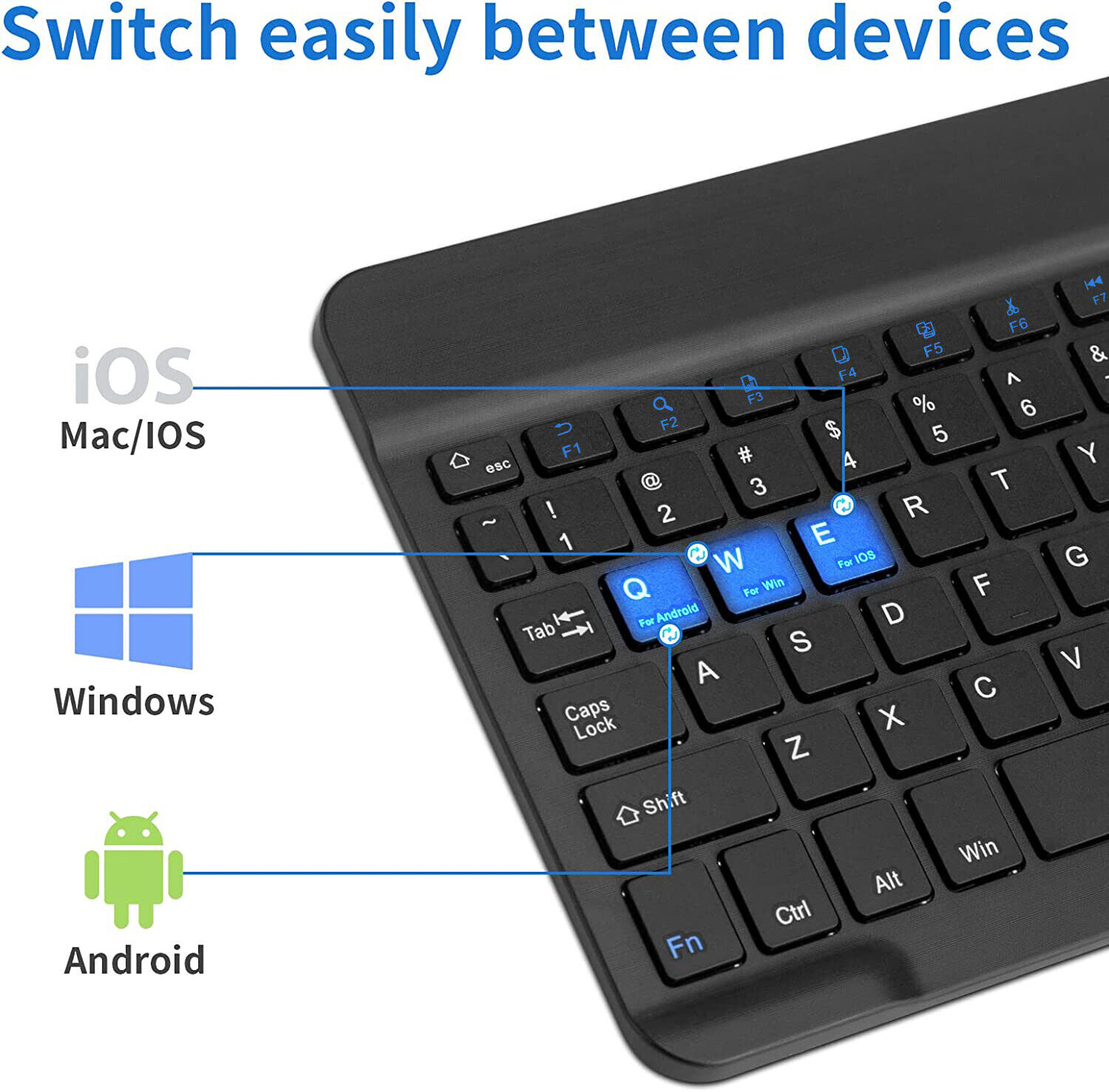 Universal Bluetooth 3.0 Slim Keyboard for Android Windows iOS Tablet PC Laptop