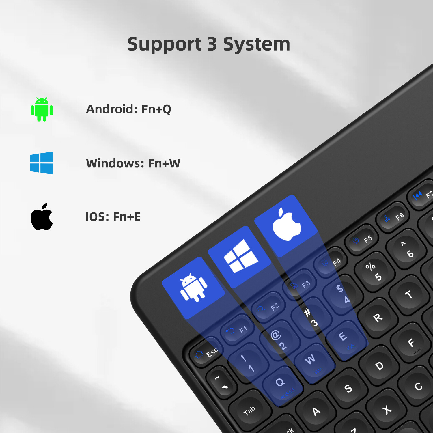 Slim Bluetooth Keyboard Type-C Fast-Charging Port For Android Windows IOS Mac