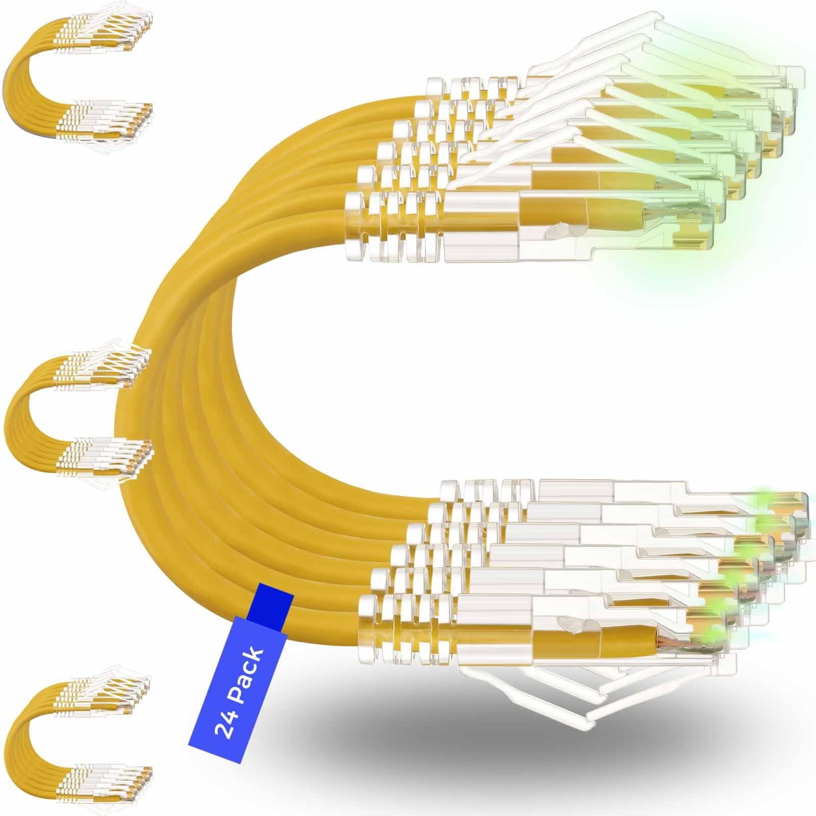 24 Pack Rapink Patch Cables Cat6/ Cat6a 0.5ft Slim, Cat6a Ethernet Patch Cable