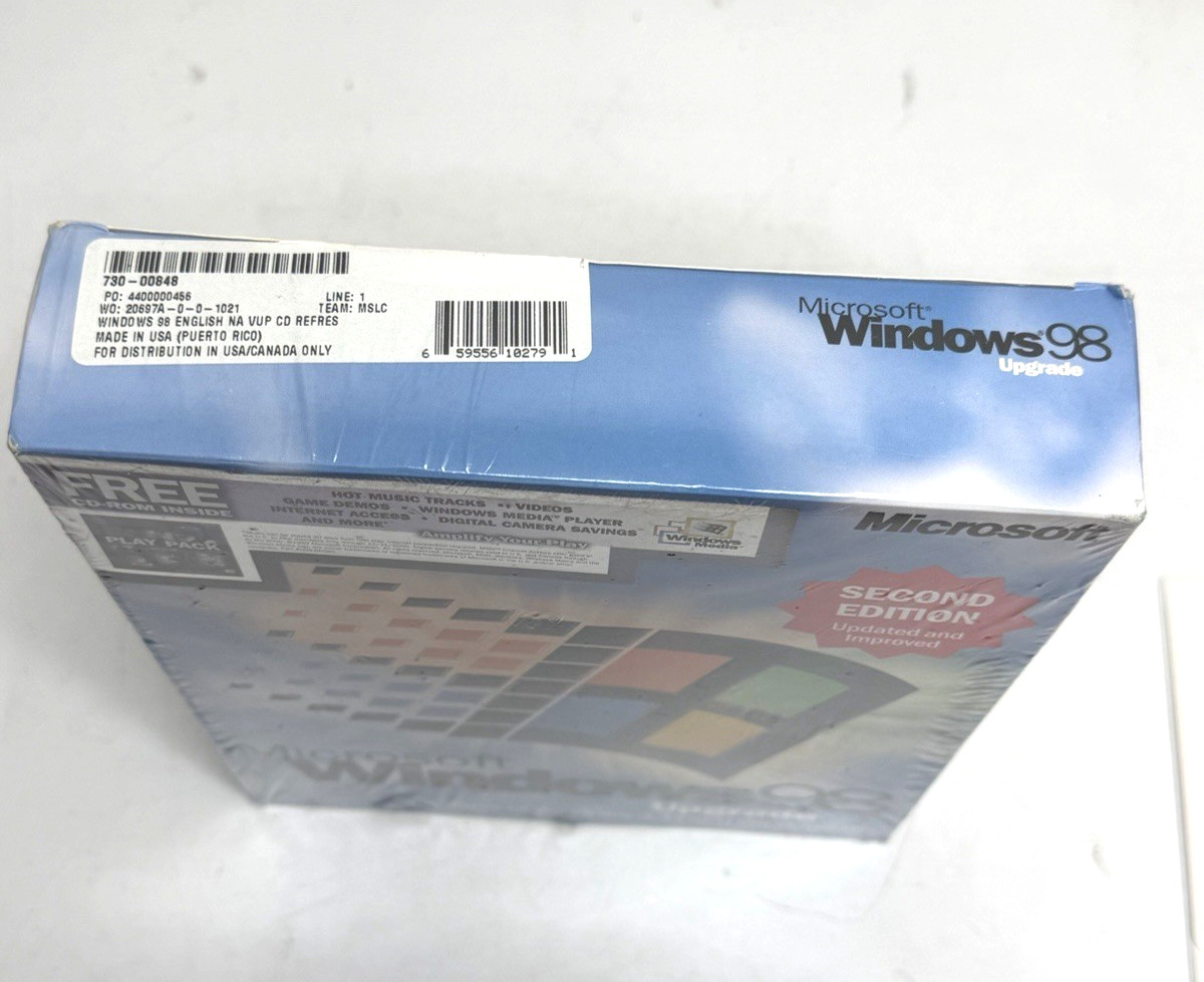 Microsoft Windows 98 Second Edition Upgrade Original Factory Sealed