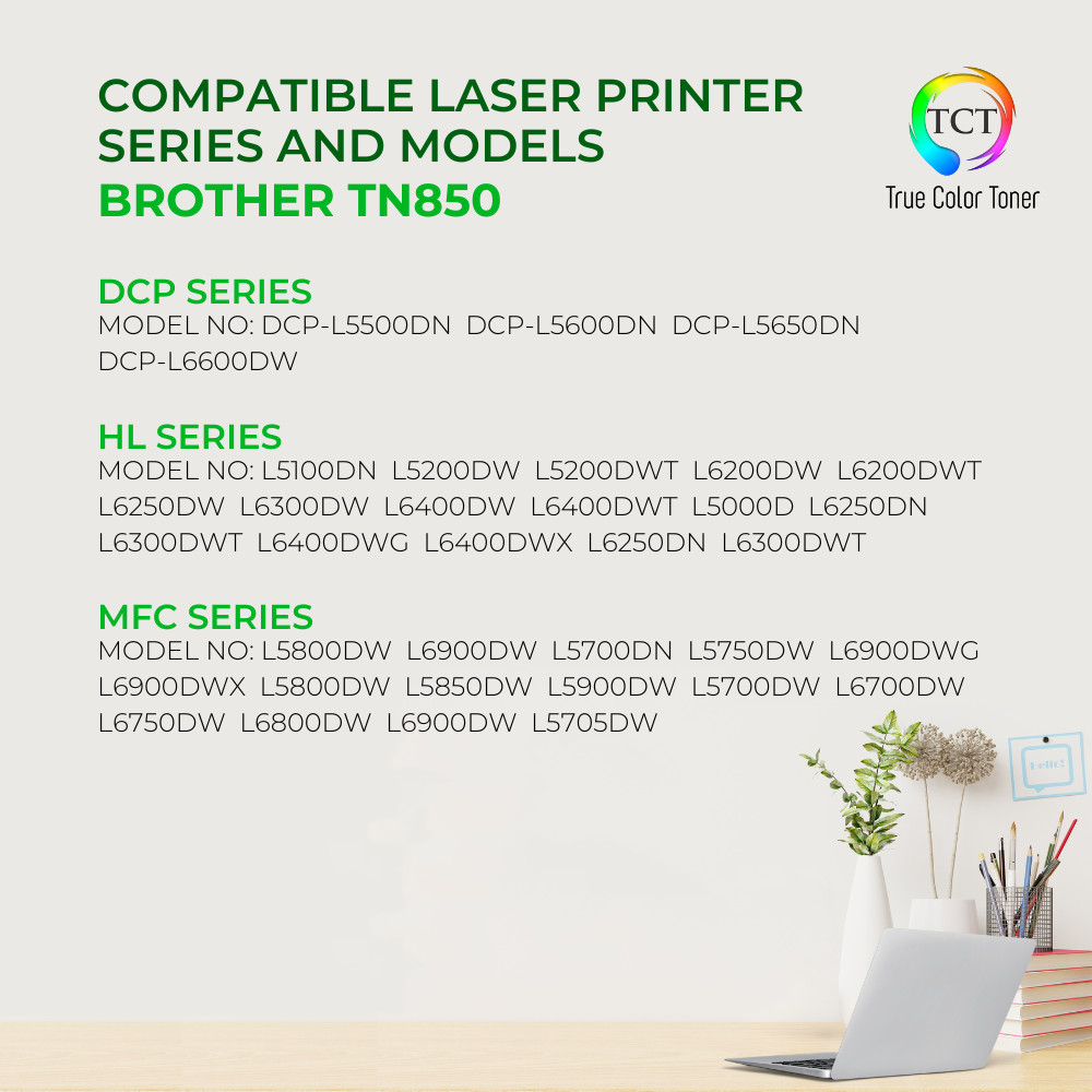 TCT 2PK TN850 TN820 Compatible Toner For Brother DCP-L5500DN HL-L6300DW MFC-5700