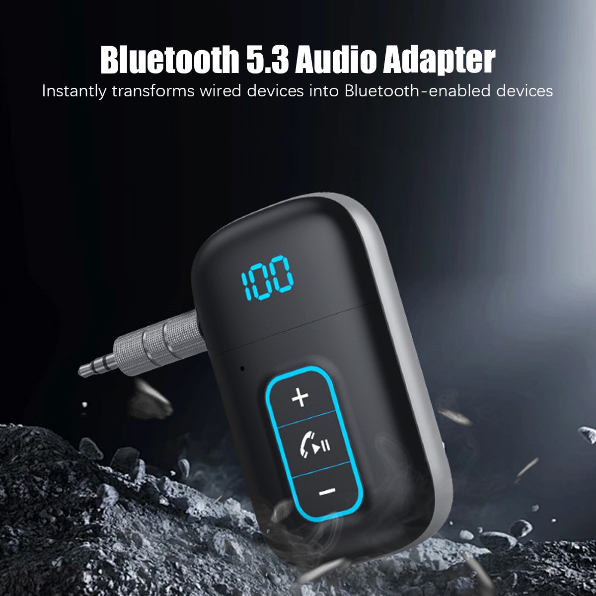 Bluetooth 5.3 Receiver Wireless Audio HiFi Music Adapter 3.5mm Jack AUX 1 To 2
