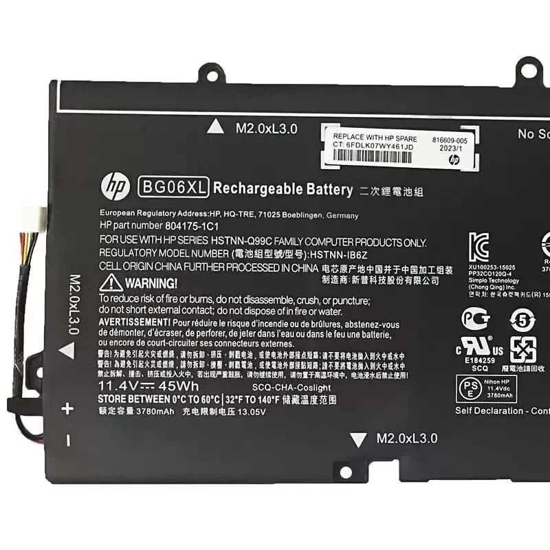 Genuine BG06XL BG06045XL Battery For HP EliteBook Folio 1040 G3 Serie 804175-181