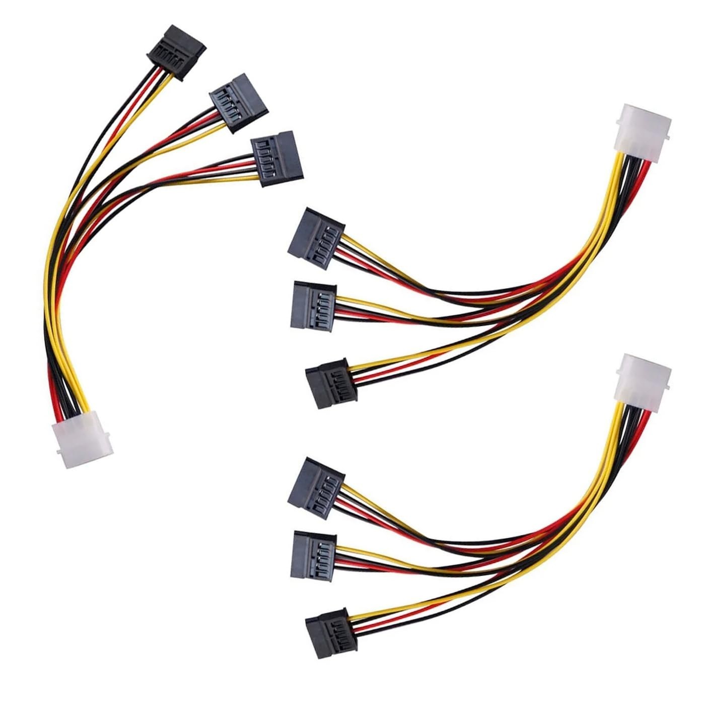 3 Pack 4Pin Molex to 3X Sata 15Pin Splitter Connector Power Supply Cable