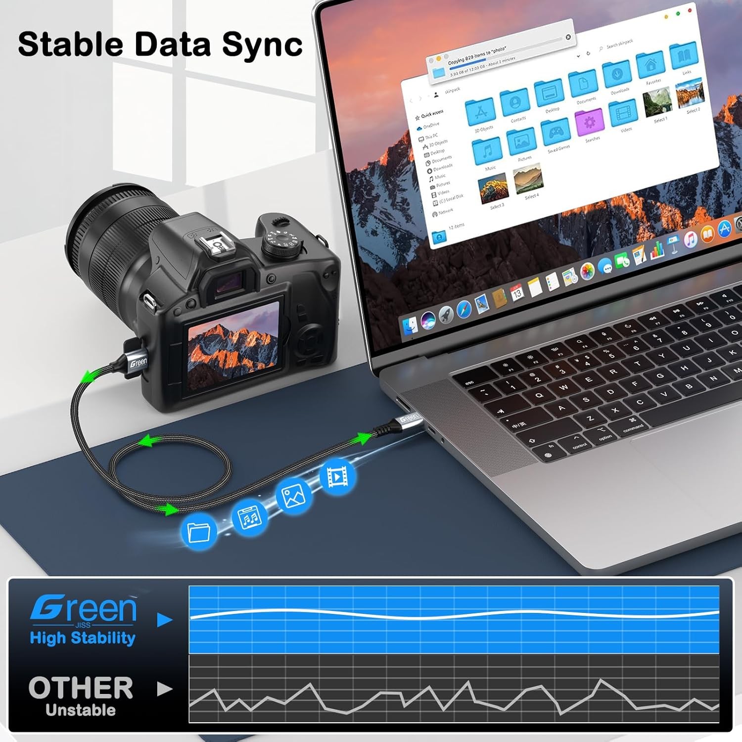 10 Gbps Micro B to USB C Cable 1Ft External Hard Drive Cable
