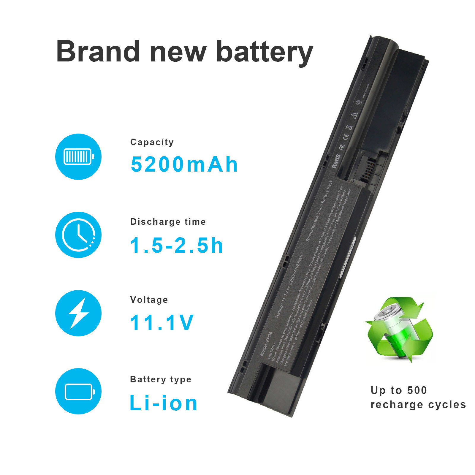 FP06 FP09 Battery for HP ProBook 440 445 450 470 G0 455 G1 708457-001 5200mAh