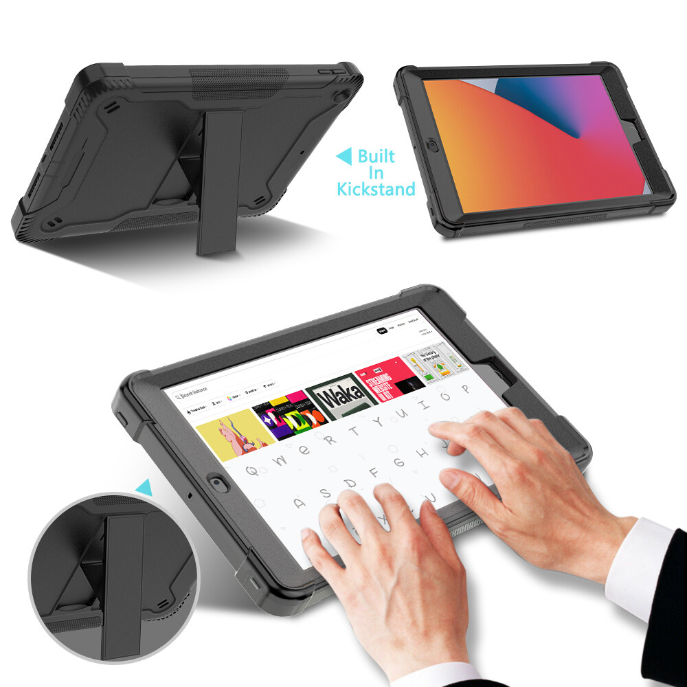 For iPad 10.2″ 5th/6th/7th/8th/pro 11″ 9.7″Kickstand Case Shockproof Back Cover