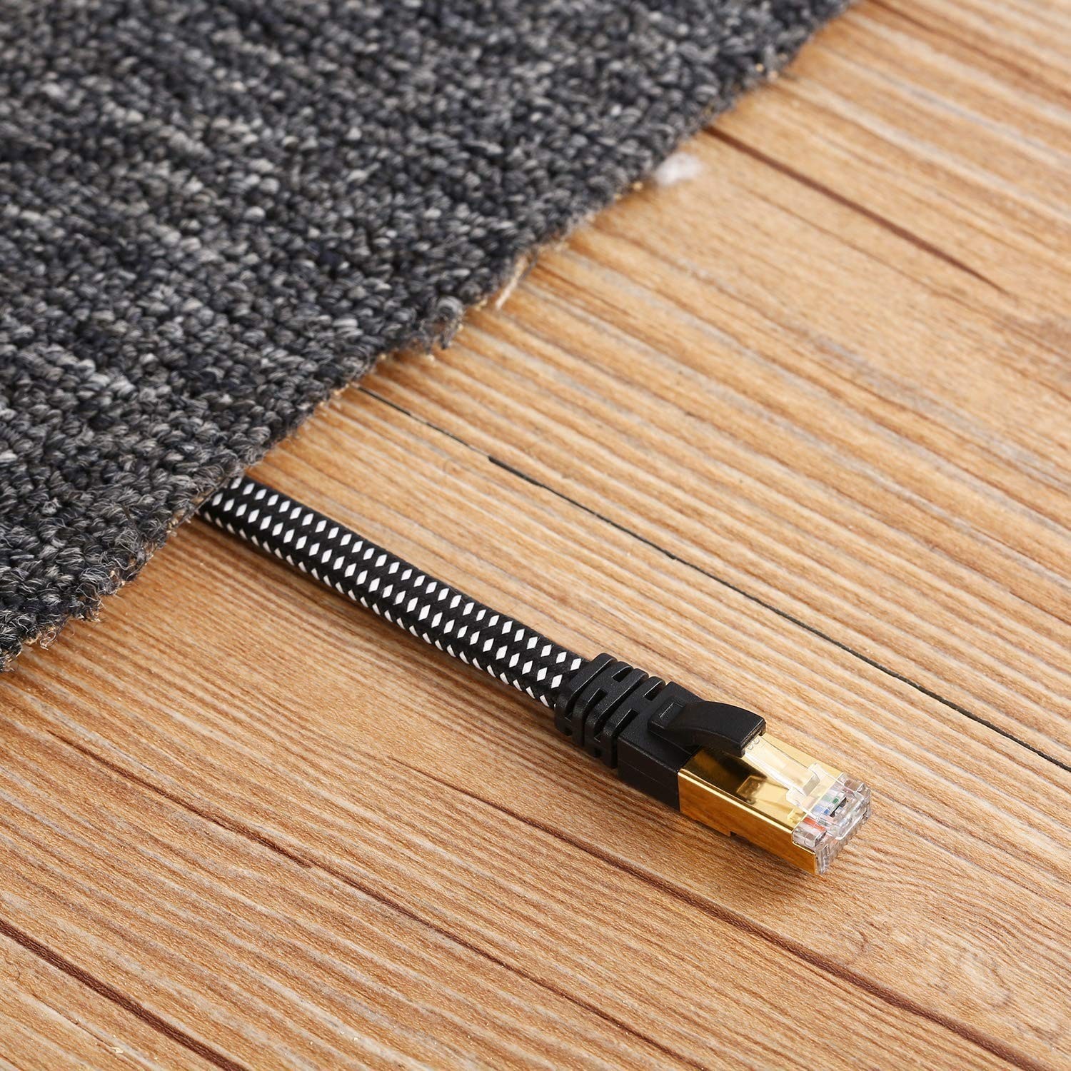 High-Speed Cat 8 Ethernet Cable, 3FT, Nylon Braided, 2000 MHz, RJ45, Black