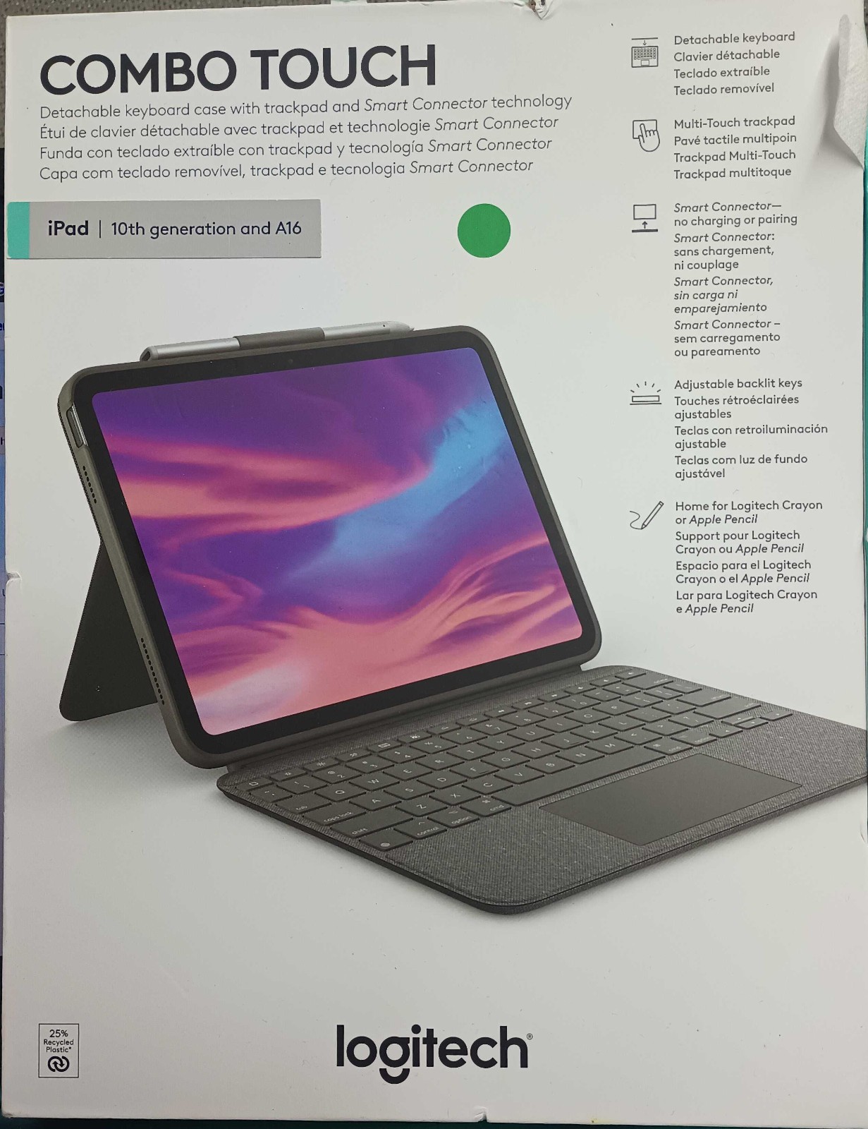 Logitech Combo Touch For iPad 10th Gen and A16 -Oxford Gray