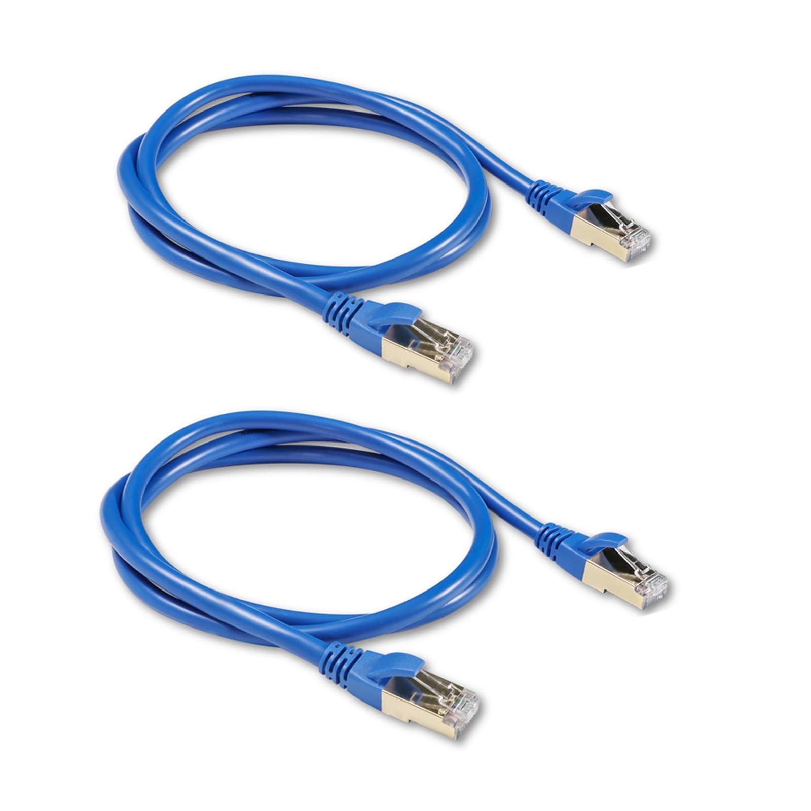 2 PCS Cat7 Ethernet Cable Blue HighSpeed 10Gbps Shielded RJ45 26AWG 0.5M