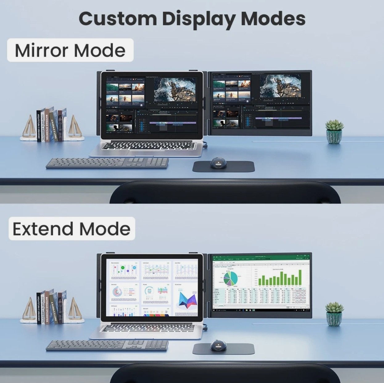 TeamGee S8 14” Triple Laptop Screen Extender 1080P FHD Dual Monitor Portable