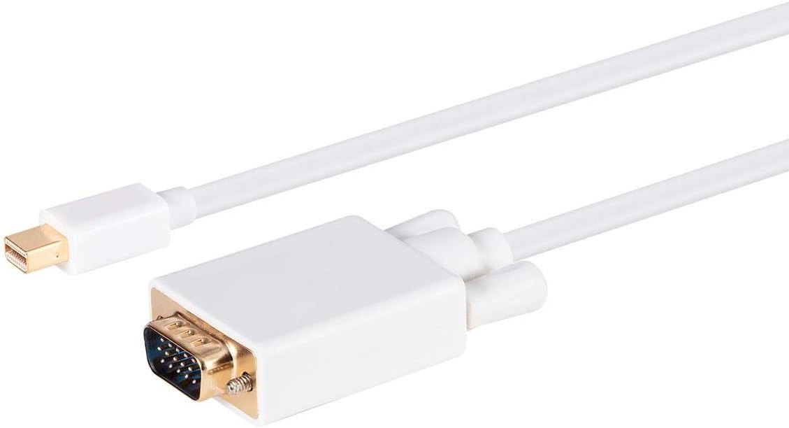 Video Cable – 10 Feet – White 32AWG Mini Display Port to VGA Cable
