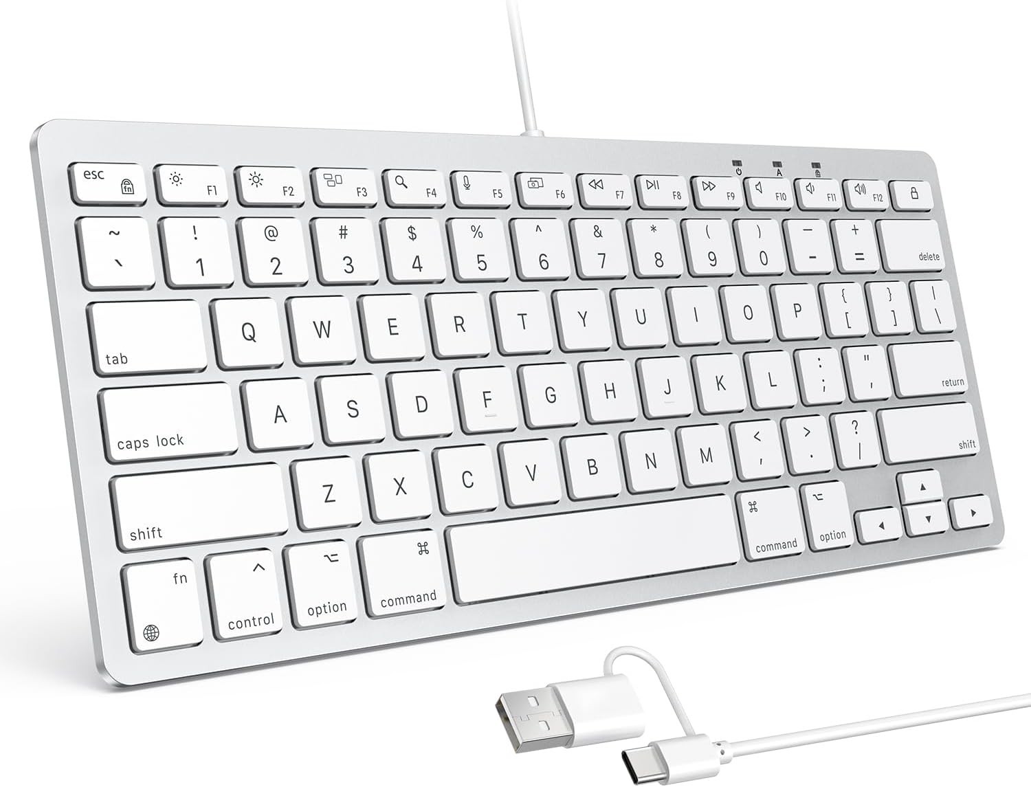 Compact Wired Keyboard for Mac with Ergonomic Design – 78 Keys, Easy Connection