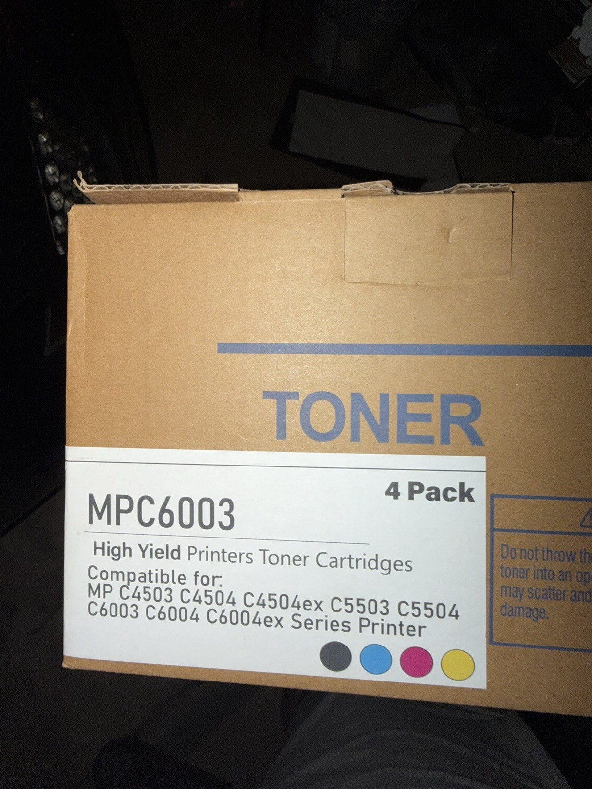 MPC6003 High Yield Laser Toner Cartridge 4 Pack CMYK for Ricoh MP