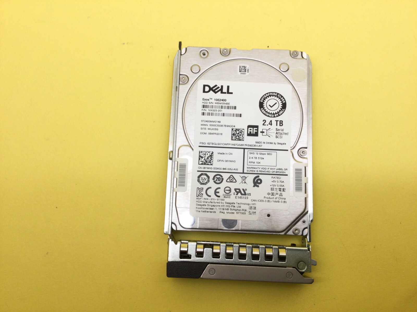 8YWH3 DELL 2.4TB 10K SAS 12Gbps SED 512e 2.5” HDD 08YWH3 ST2400MM0149