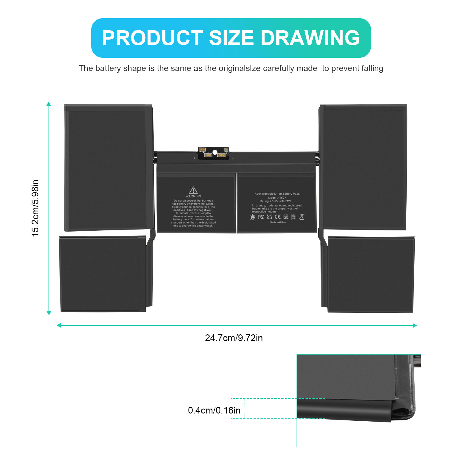 A1527 A1534 Battery for Apple MacBook Retina 12″ Early 2015 2016 Mid 2017