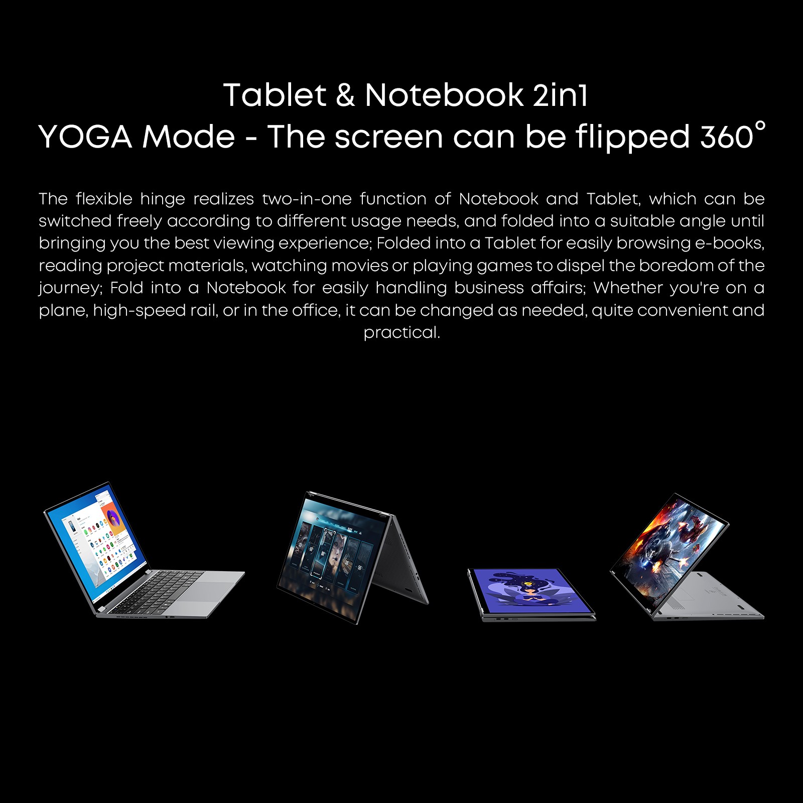 CHUWI FreeBook 13.5” Touchscreen Laptop – Intel N5100 360° Win 11 PC 12G 512G