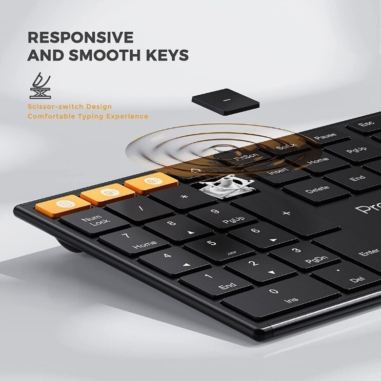 Left-Handed Wireless Keyboard Bluetooth 2.4G Ultra-Thin Rechargeable Silent