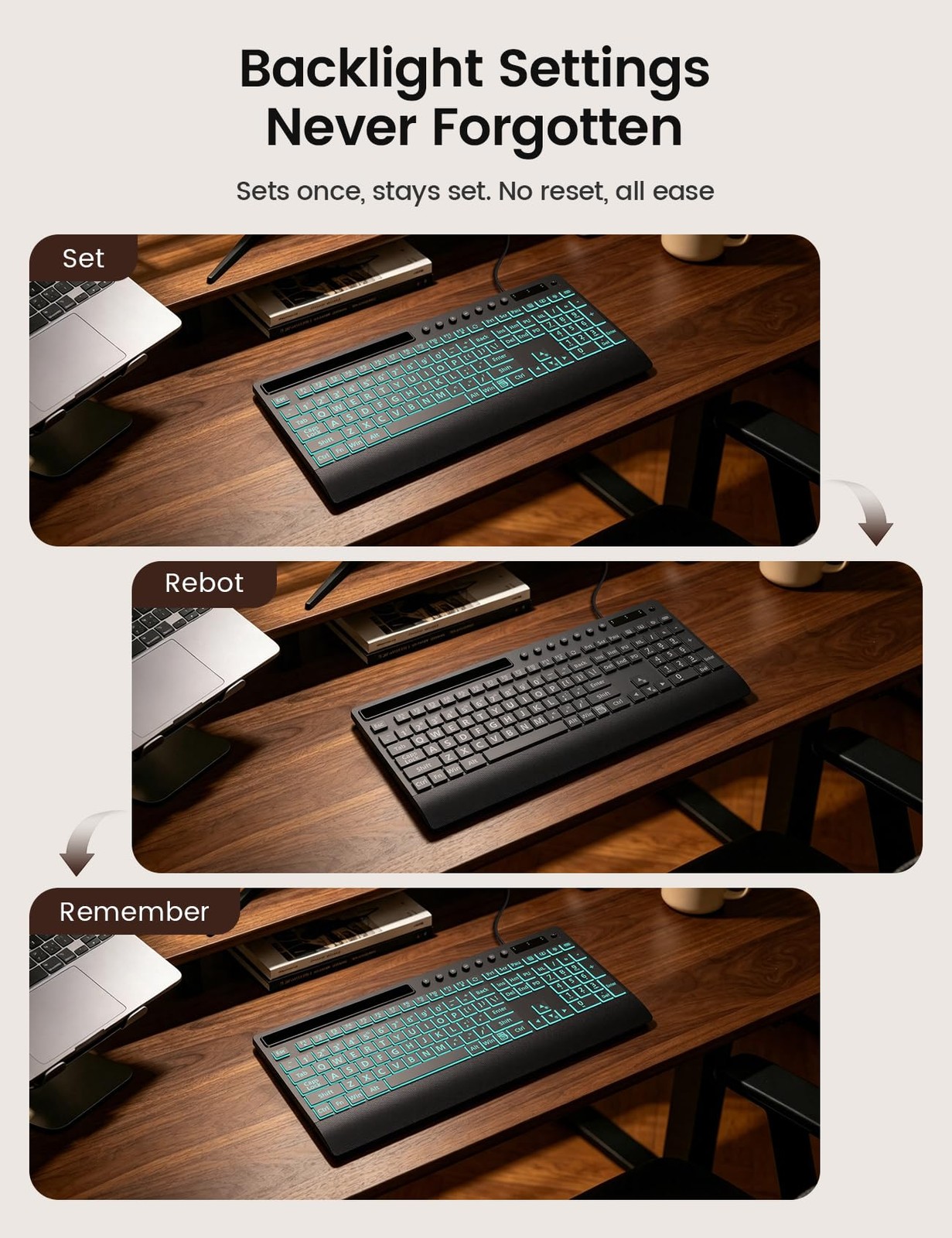 SABLUTE K31PRO Large Print Backlit Keyboard, Plug and Play USB Wired Computer Ke