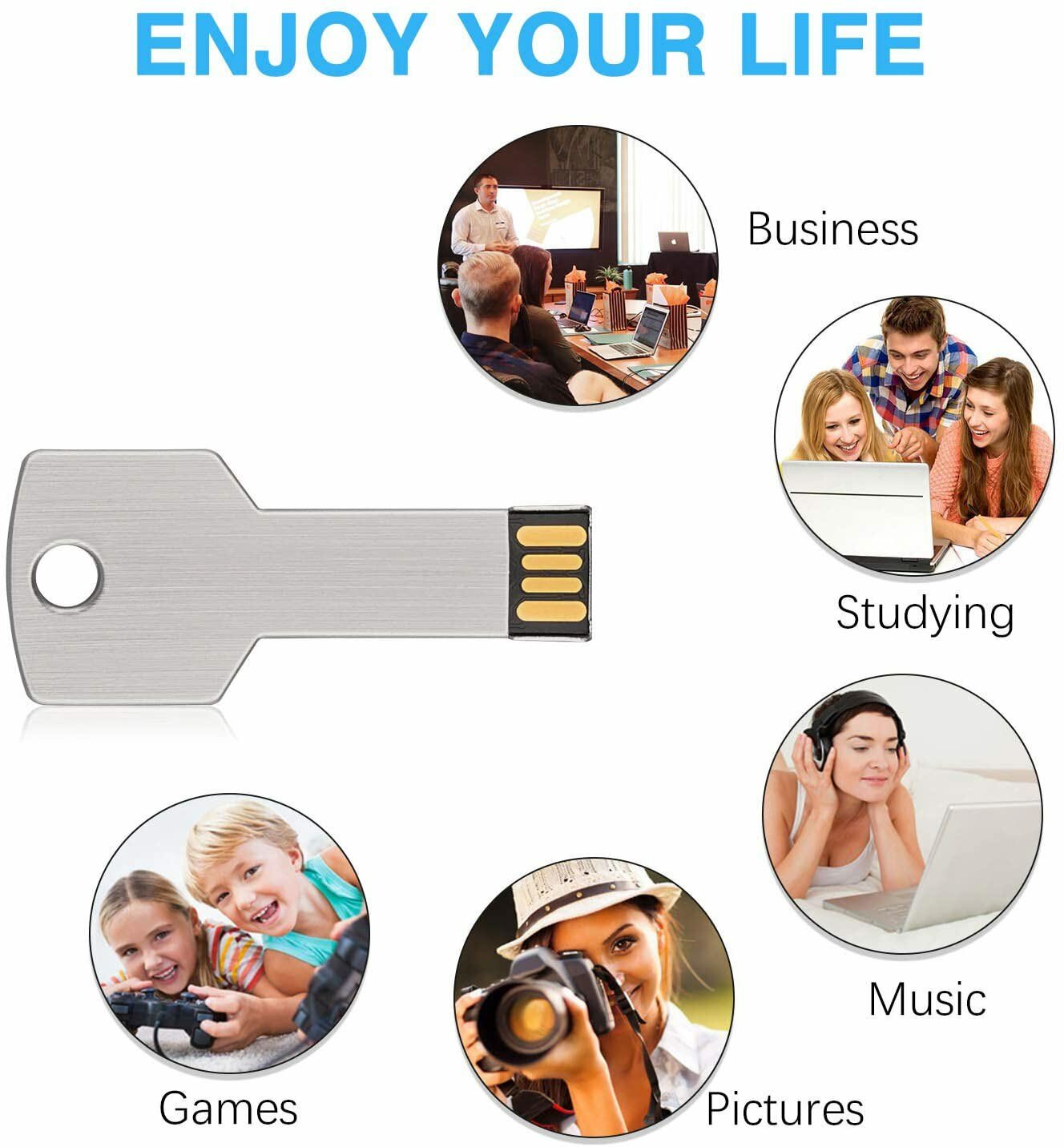 1/2/4/5/10 Pack USB 2.0 Flash Drives Memory Sticks USB Metal Key Thumb Drive LOT